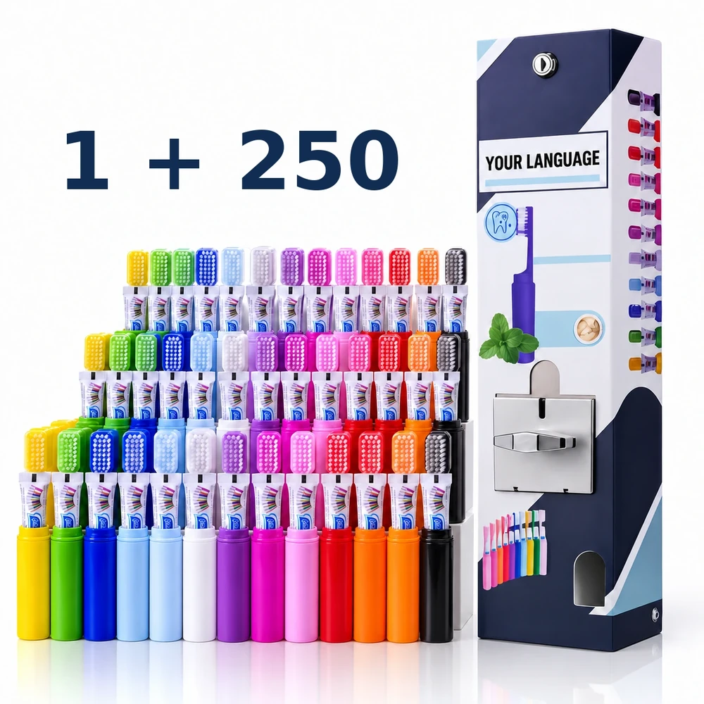 1 vending machine + 250 dental kits